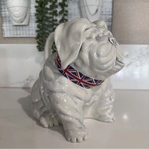 Blue Sky Clayworks English Bulldog Teapot Union Jack Collar